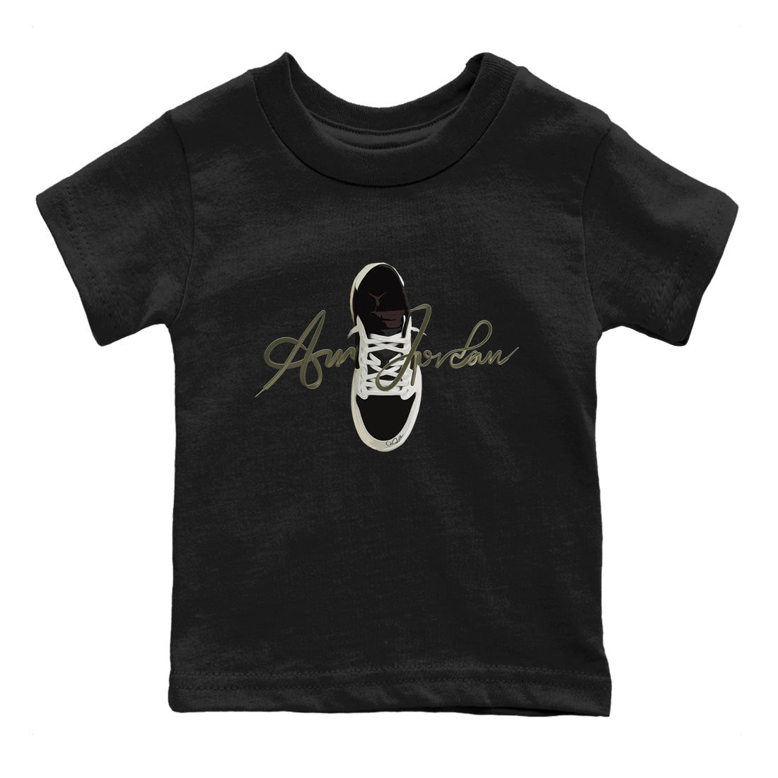 Jordan 1 Travis Scott Olive Sneaker Tees Drip Gear Zone Caligraphy Shoe Lace Sneaker Tees Jordan 1 Travis Scott Olive Shirt Kids Shirts