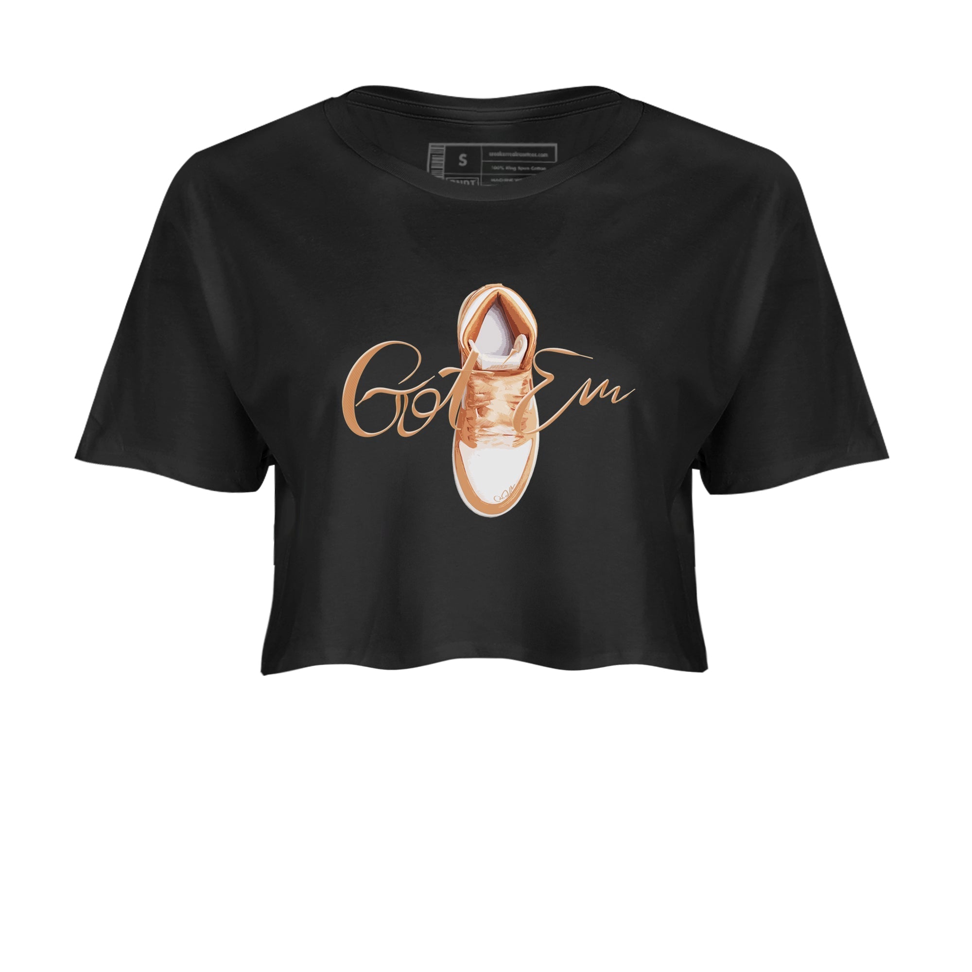 Air Jordan 1 Praline shirt to match jordans Caligraphy Shoe Lace Streetwear Sneaker Shirt AJ1Praline Drip Gear Zone Sneaker Matching Clothing Black 2 Crop T-Shirt