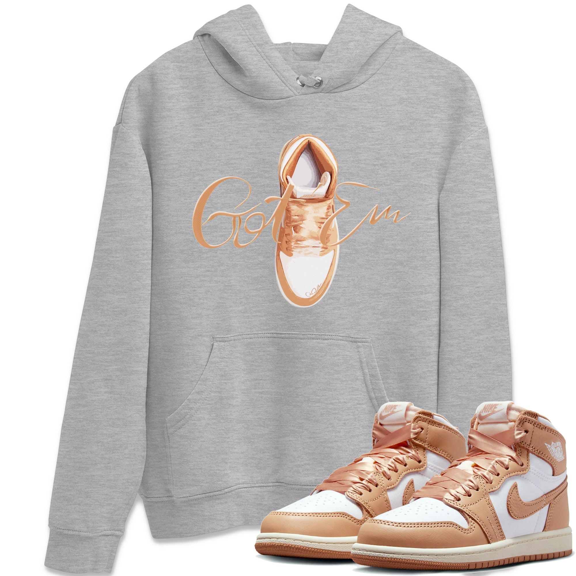 Air Jordan 1 Praline shirt to match jordans Caligraphy Shoe Lace Streetwear Sneaker Shirt AJ1Praline Drip Gear Zone Sneaker Matching Clothing Unisex Heather Grey 1 T-Shirt