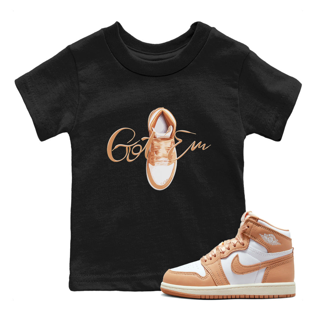 Air Jordan 1 Praline shirt to match jordans Caligraphy Shoe Lace Streetwear Sneaker Shirt AJ1Praline Drip Gear Zone Sneaker Matching Clothing Baby Toddler Black 1 T-Shirt
