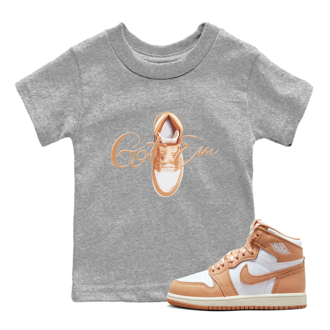 Air Jordan 1 Praline shirt to match jordans Caligraphy Shoe Lace Streetwear Sneaker Shirt AJ1Praline Drip Gear Zone Sneaker Matching Clothing Baby Toddler Heather Grey 1 T-Shirt