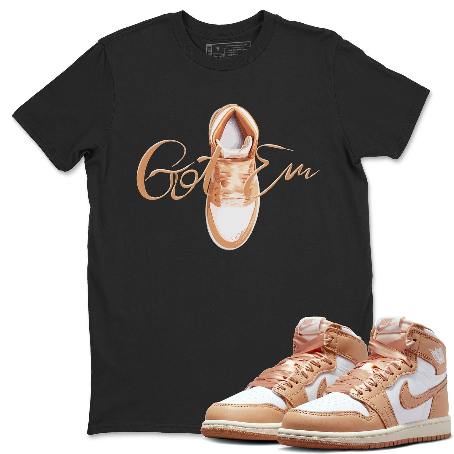 Air Jordan 1 Praline shirt to match jordans Caligraphy Shoe Lace Streetwear Sneaker Shirt AJ1Praline Drip Gear Zone Sneaker Matching Clothing Unisex Black 1 T-Shirt