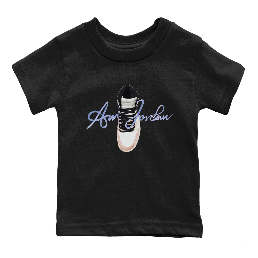 Air Jordan 1 Skyline Sneaker Tees Drip Gear Zone Caligraphy Shoe Lace Sneaker Tees AJ1 Skyline Shirt Kids Shirts Black 2