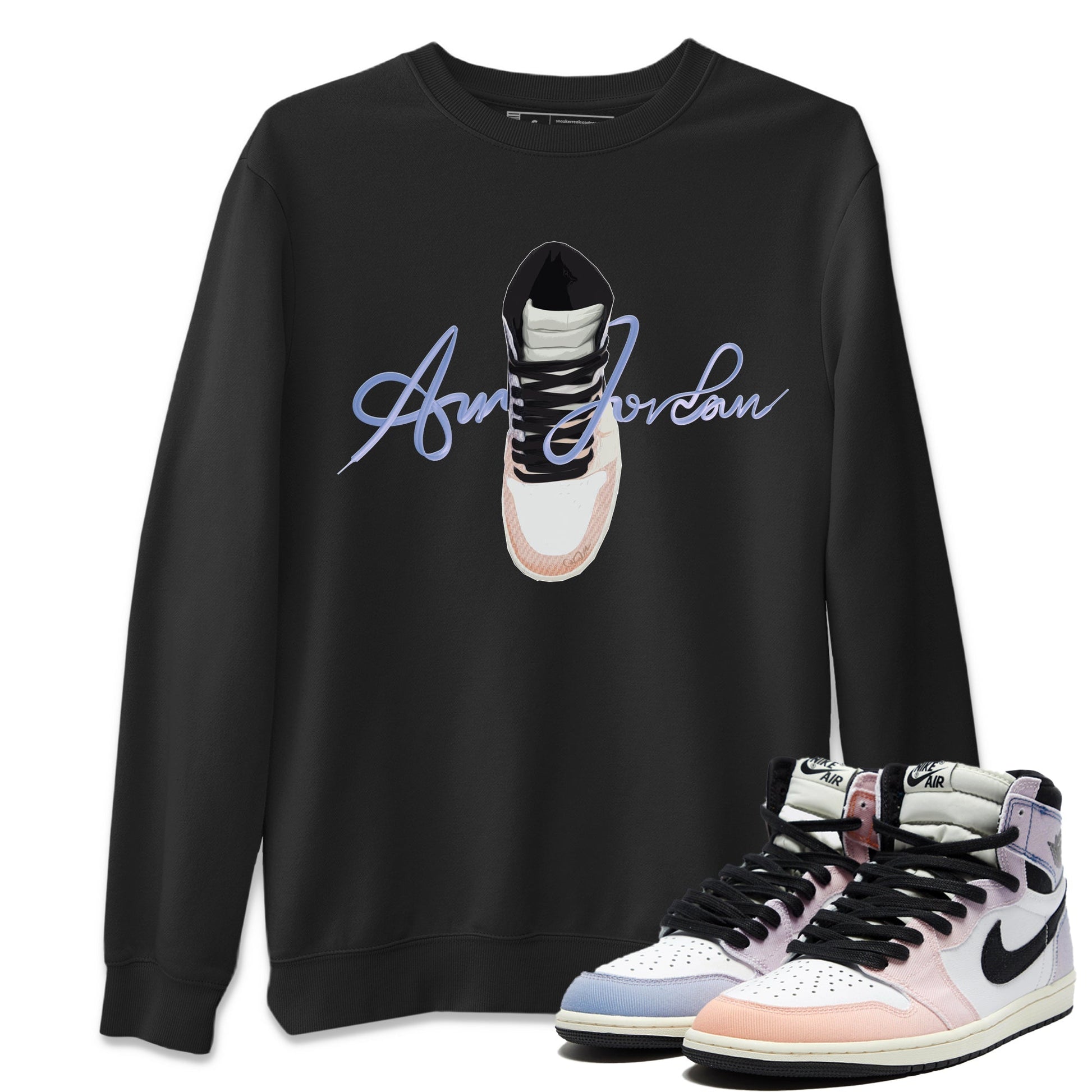 Air Jordan 1 Skyline Caligraphy Shoe Lace Crew Neck Sneaker Tees Air Jordan 1 Skyline Sneaker T-Shirts Washing and Care Tip