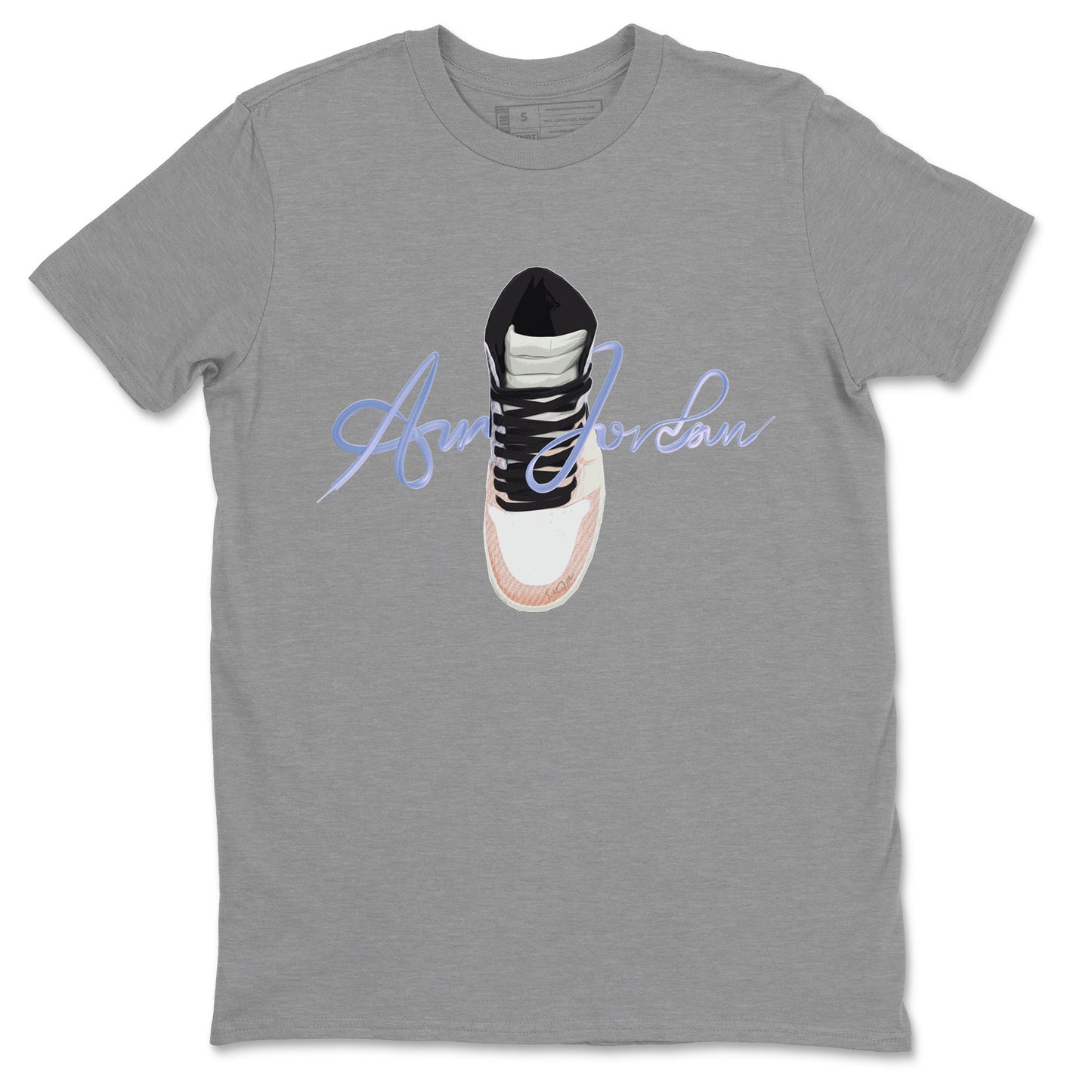 Air Jordan 1 Skyline Sneaker Tees Drip Gear Zone Caligraphy Shoe Lace Sneaker Tees AJ1 Skyline Shirt Unisex Shirts Heather Grey 2