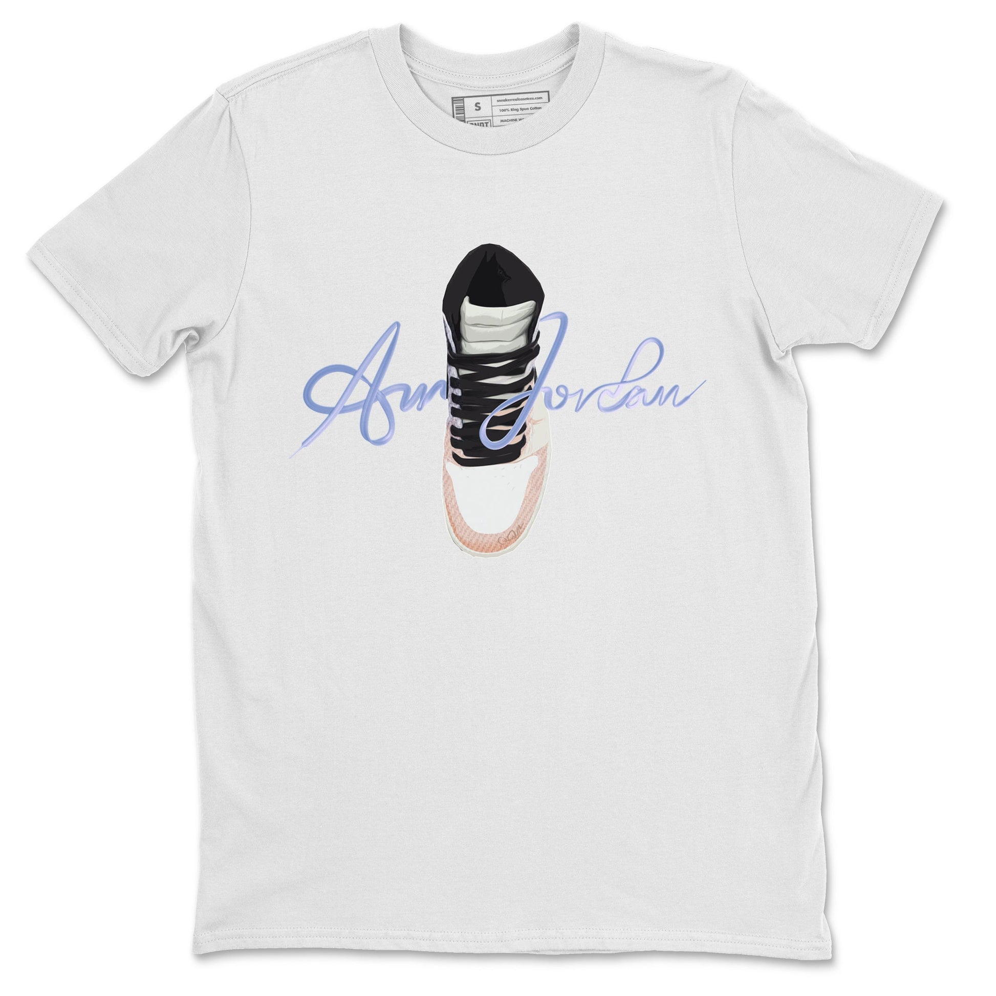 Air Jordan 1 Skyline Sneaker Tees Drip Gear Zone Caligraphy Shoe Lace Sneaker Tees AJ1 Skyline Shirt Unisex Shirts White 2