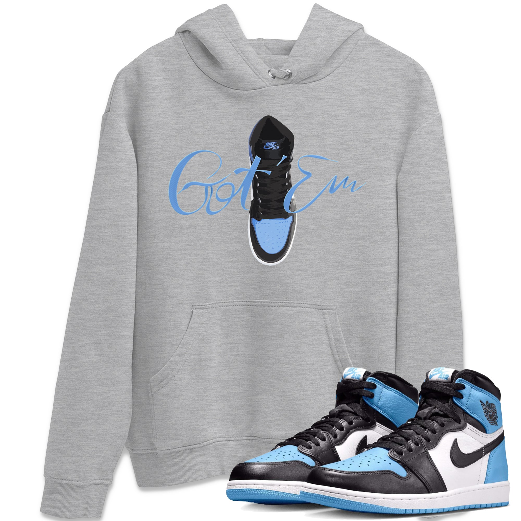 Air Jordan 1 Retro High OG UNC Toe Shirt to match Jordans Caligraphy Shoe Lace Streetwear Sneaker Shirt 1s UNC Toe Drip Gear Zone Sneaker Matching Clothing Crew Neck T-Shirts Heather Grey 1