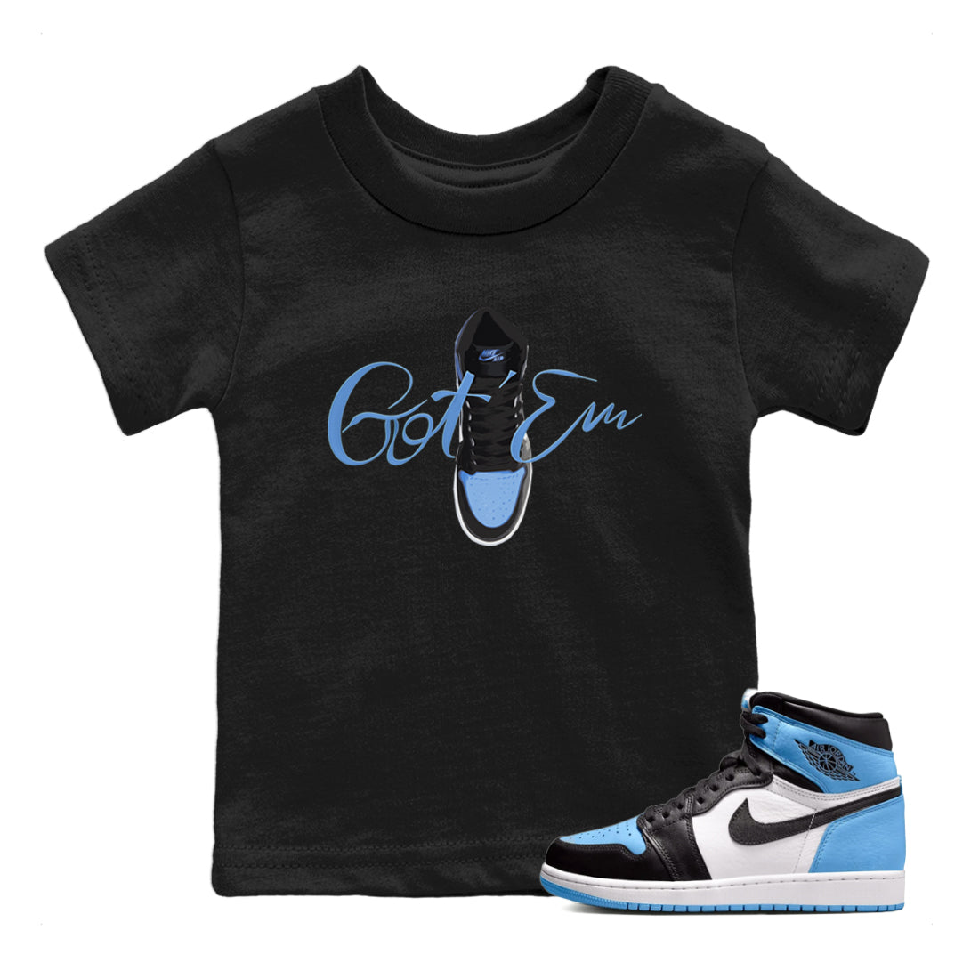 Air Jordan 1 Retro High OG UNC Toe Shirt to match Jordans Caligraphy Shoe Lace Streetwear Sneaker Shirt 1s UNC Toe Drip Gear Zone Sneaker Matching Clothing Kids and Baby Tees Black 1
