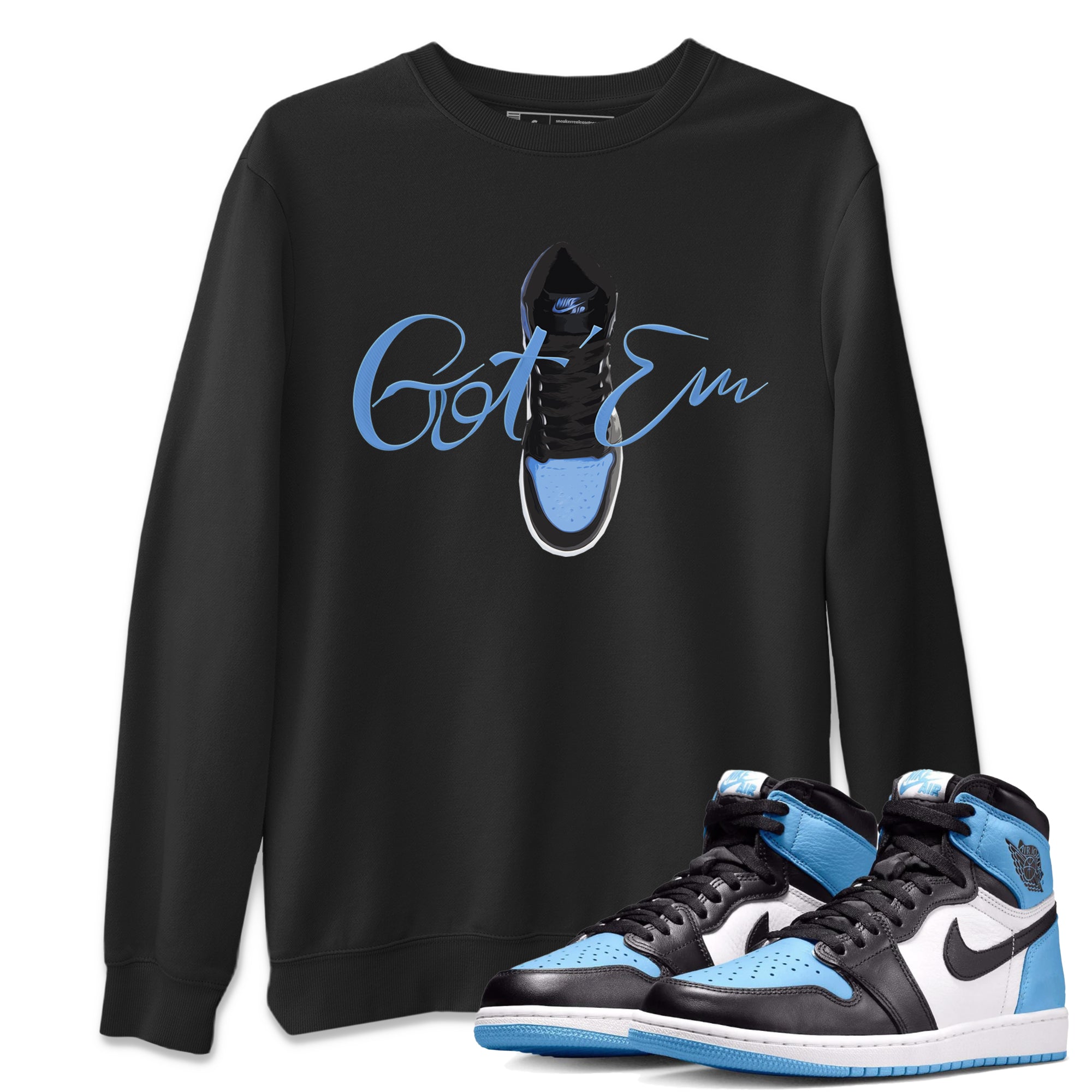 Air Jordan 1 Retro High OG UNC Toe Shirt to match Jordans Caligraphy Shoe Lace Streetwear Sneaker Shirt 1s UNC Toe Drip Gear Zone Sneaker Matching Clothing Crew Neck T-Shirts Black 1