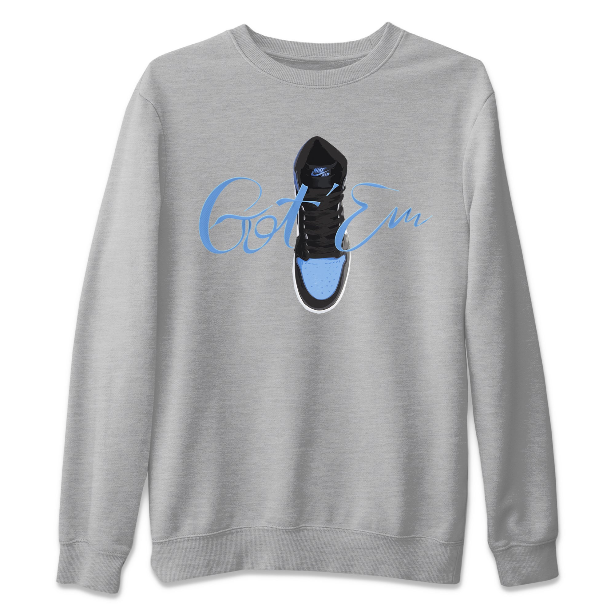 Air Jordan 1 Retro High OG UNC Toe Shirt to match Jordans Caligraphy Shoe Lace Streetwear Sneaker Shirt 1s UNC Toe Drip Gear Zone Sneaker Matching Clothing Crew Neck T-Shirts Heather Grey 2