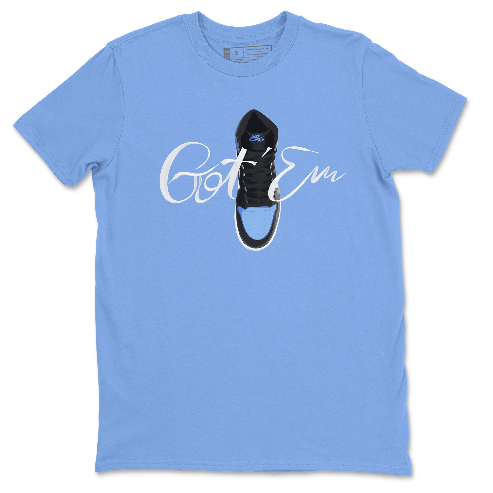 Air Jordan 1 Retro High OG UNC Toe Shirt to match Jordans Caligraphy Shoe Lace Streetwear Sneaker Shirt 1s UNC Toe Drip Gear Zone Sneaker Matching Clothing Crew Neck T-Shirts Carolina Blue 2