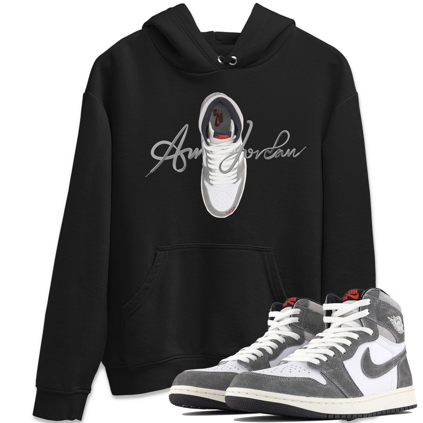 Air Jordan 1 Washed Heritage Sneaker Match Tees Caligraphy Shoe Lace Shirts AJ1 Washed Heritage Drip Gear Zone Unisex Shirts Black 1