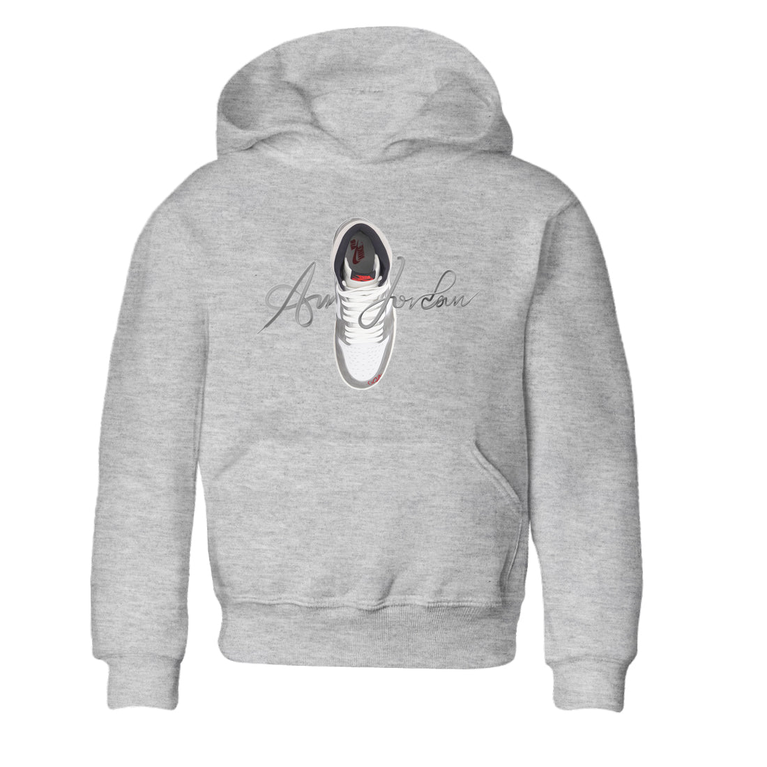 Air Jordan 1 Washed Heritage Sneaker Match Tees Caligraphy Shoe Lace Shirts AJ1 Washed Heritage Drip Gear Zone Kids Shirts Heather Grey 2