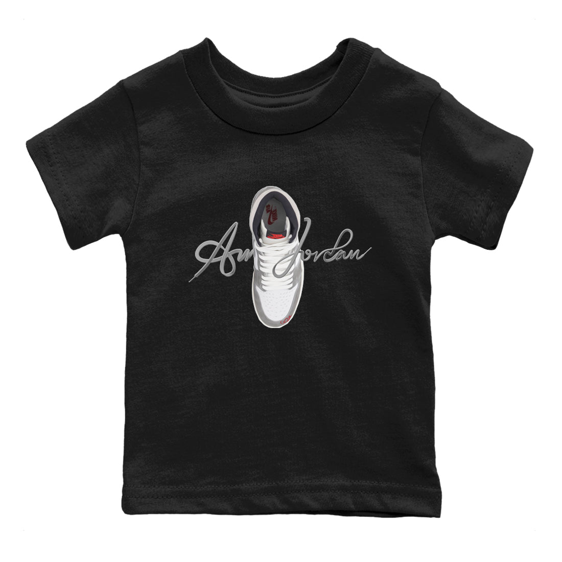 Air Jordan 1 Washed Heritage Sneaker Match Tees Caligraphy Shoe Lace Shirts AJ1 Washed Heritage Drip Gear Zone Kids Shirts Black 2