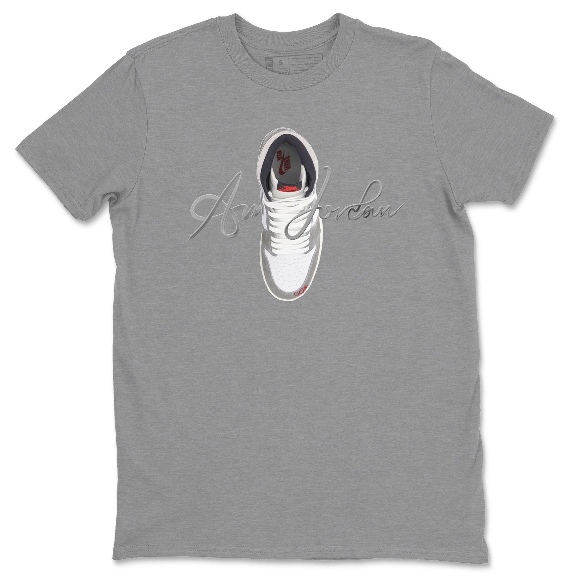 Air Jordan 1 Washed Heritage Sneaker Match Tees Caligraphy Shoe Lace Shirts AJ1 Washed Heritage Drip Gear Zone Unisex Shirts Heather Grey 2