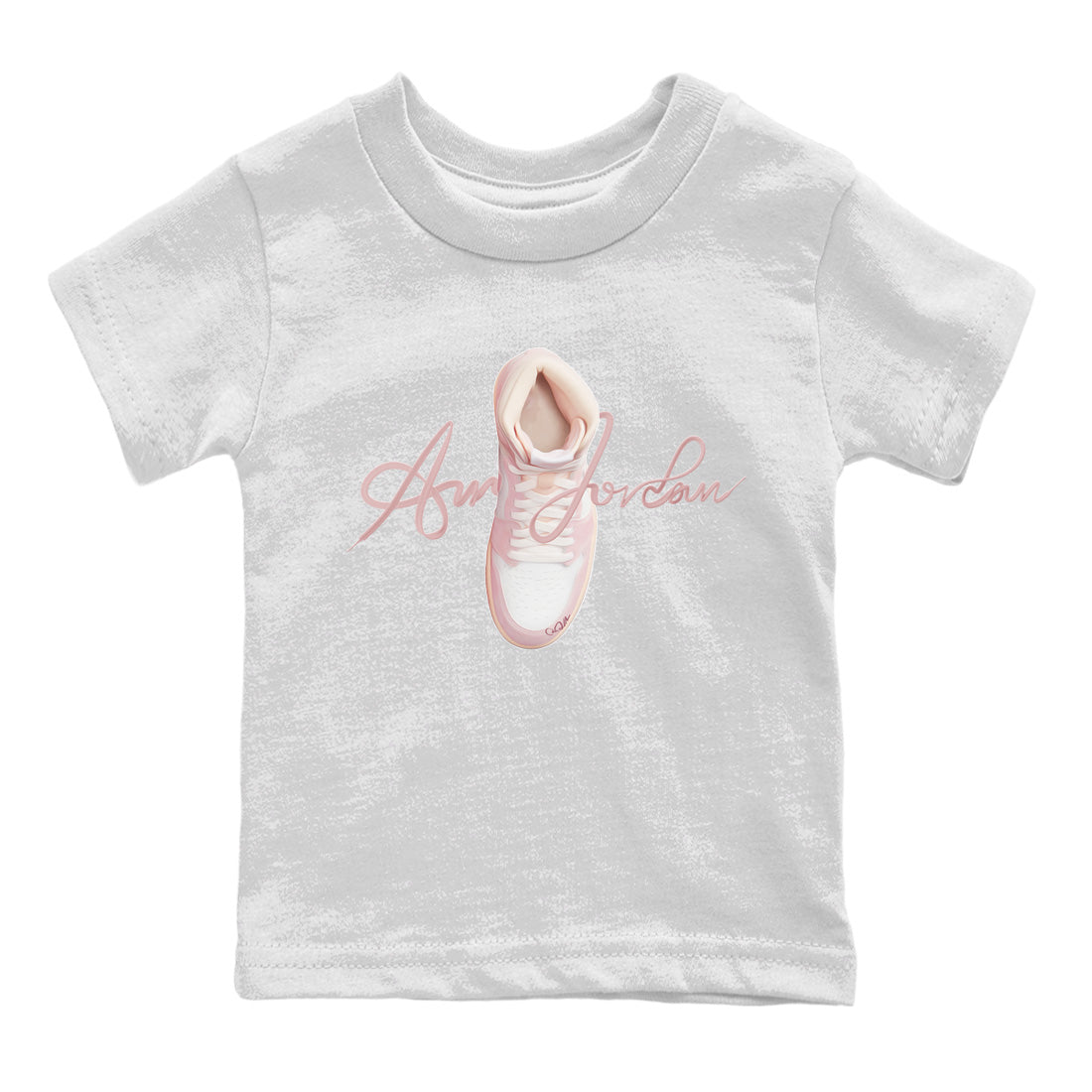 AJ1 Retro High OG Washed Pink Sneaker Tees Drip Gear Zone Caligraphy Shoe Lace Sneaker Tees AJ1 Retro High OG Washed Pink Shirt Kids Shirts White 2