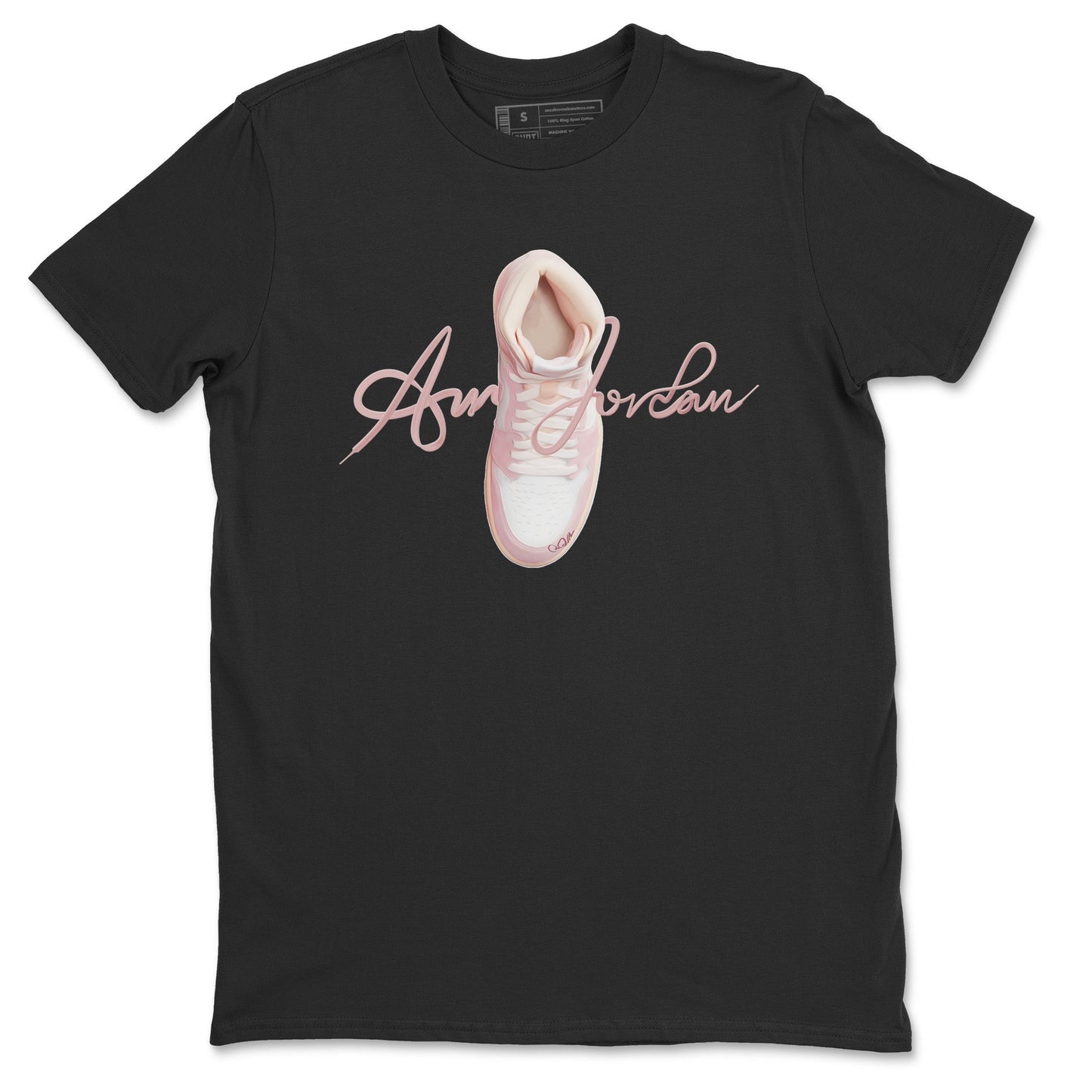 AJ1 Retro High OG Washed Pink Sneaker Tees Drip Gear Zone Caligraphy Shoe Lace Sneaker Tees AJ1 Retro High OG Washed Pink Shirt Unisex Shirts Black 2