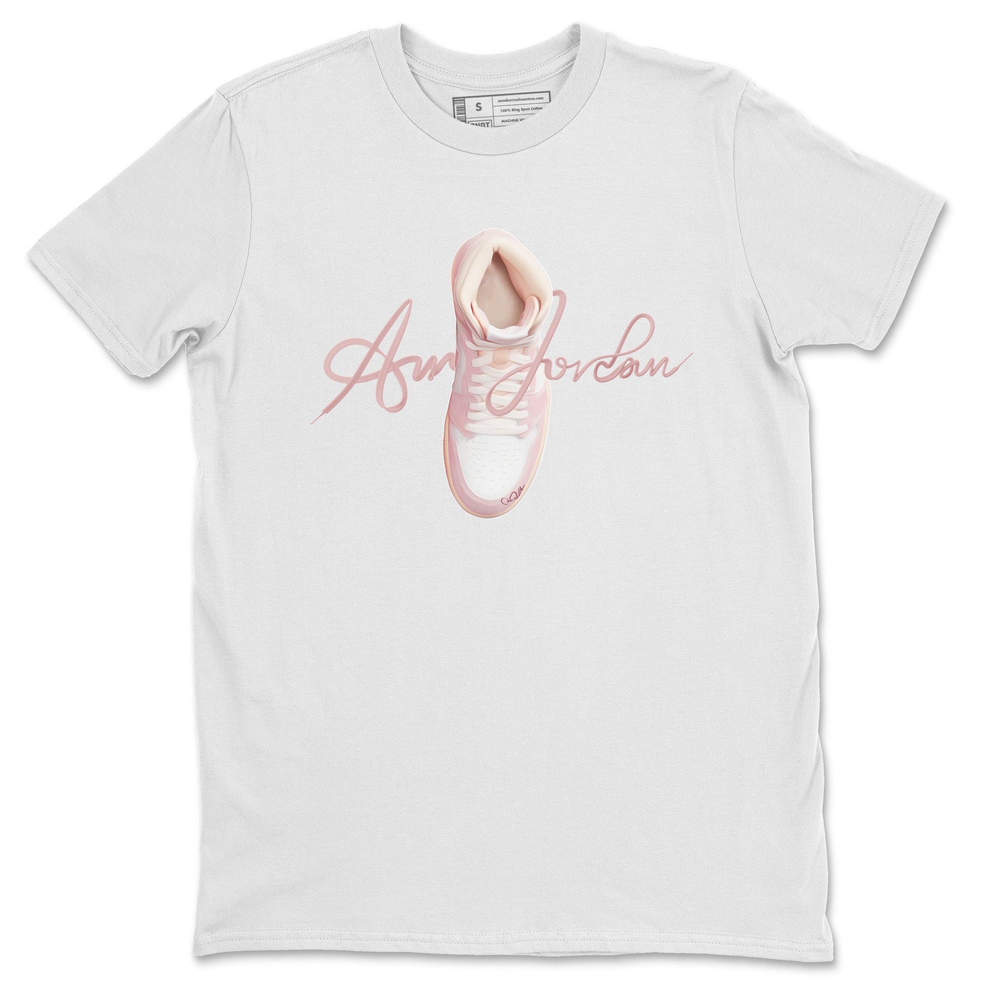 AJ1 Retro High OG Washed Pink Sneaker Tees Drip Gear Zone Caligraphy Shoe Lace Sneaker Tees AJ1 Retro High OG Washed Pink Shirt Unisex Shirts White 2