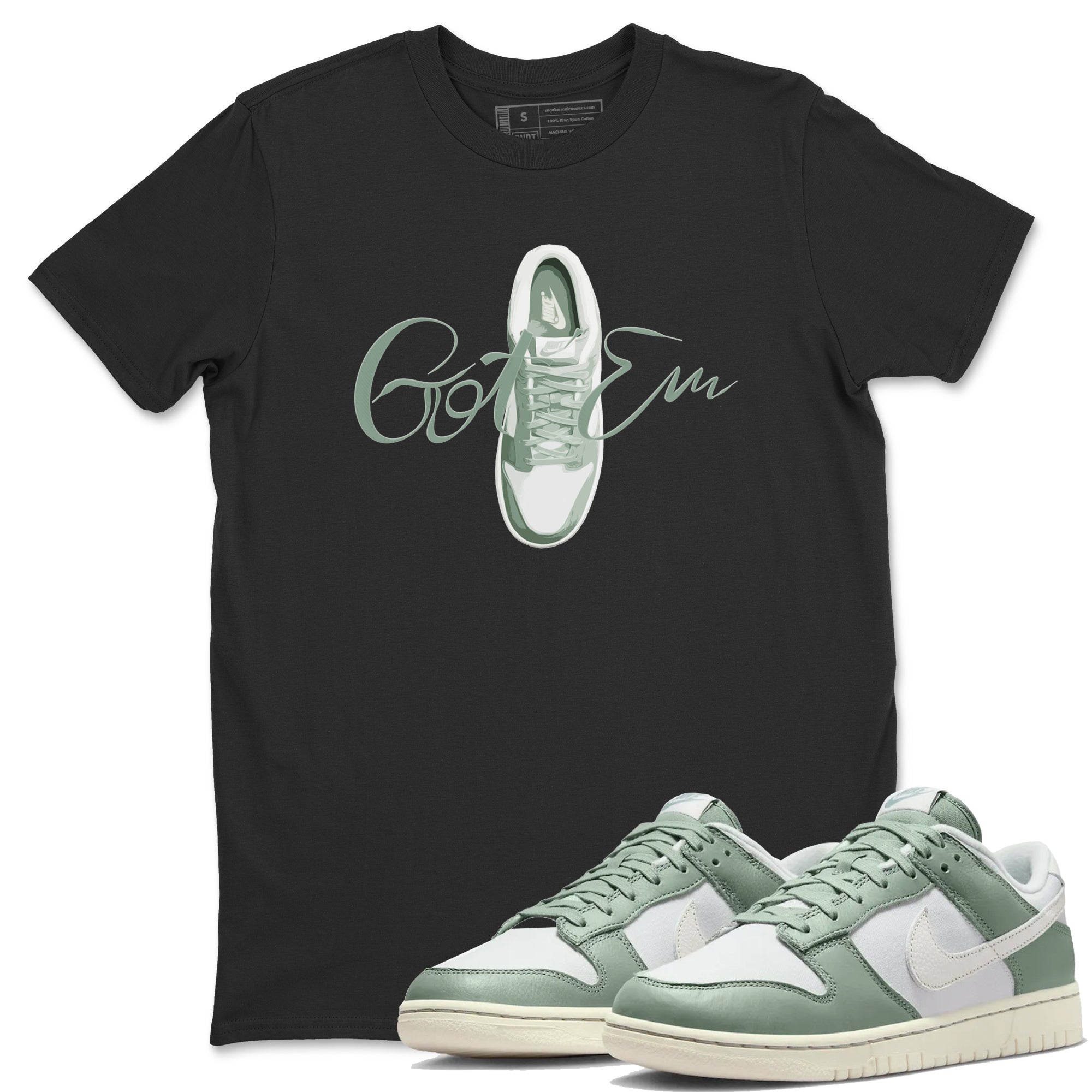 Dunk Mica Green Sneaker Match Tees Caligraphy Shoe Lace Sneaker Tees Dunk Low Mica Green Sneaker Release Tees Unisex Shirts Black 1