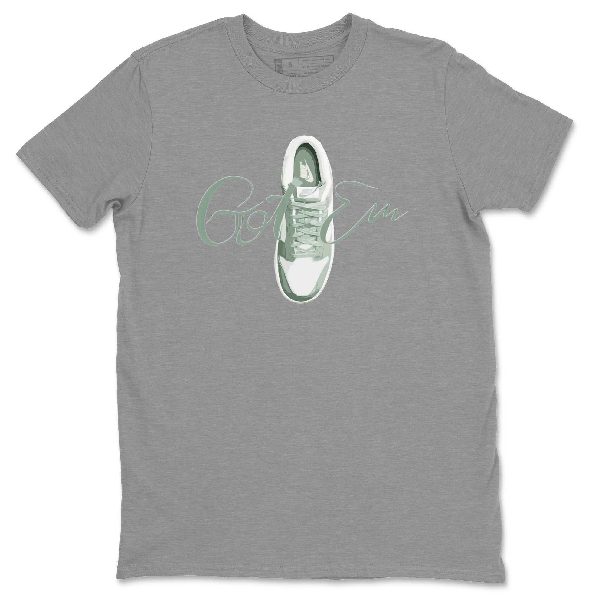 Dunk Mica Green Sneaker Match Tees Caligraphy Shoe Lace Sneaker Tees Dunk Low Mica Green Sneaker Release Tees Unisex Shirts Heather Grey 2