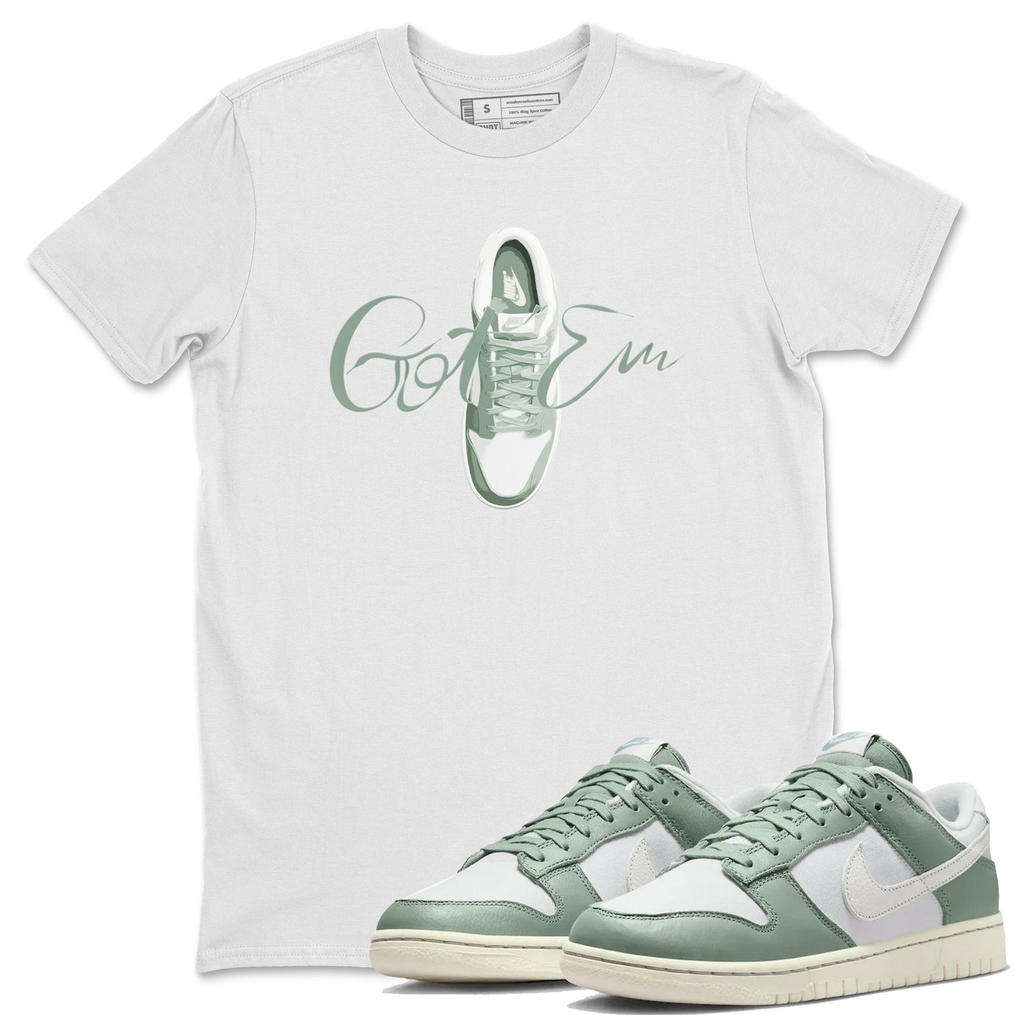 Dunk Mica Green Sneaker Match Tees Caligraphy Shoe Lace Sneaker Tees Dunk Low Mica Green Sneaker Release Tees Unisex Shirts White 1