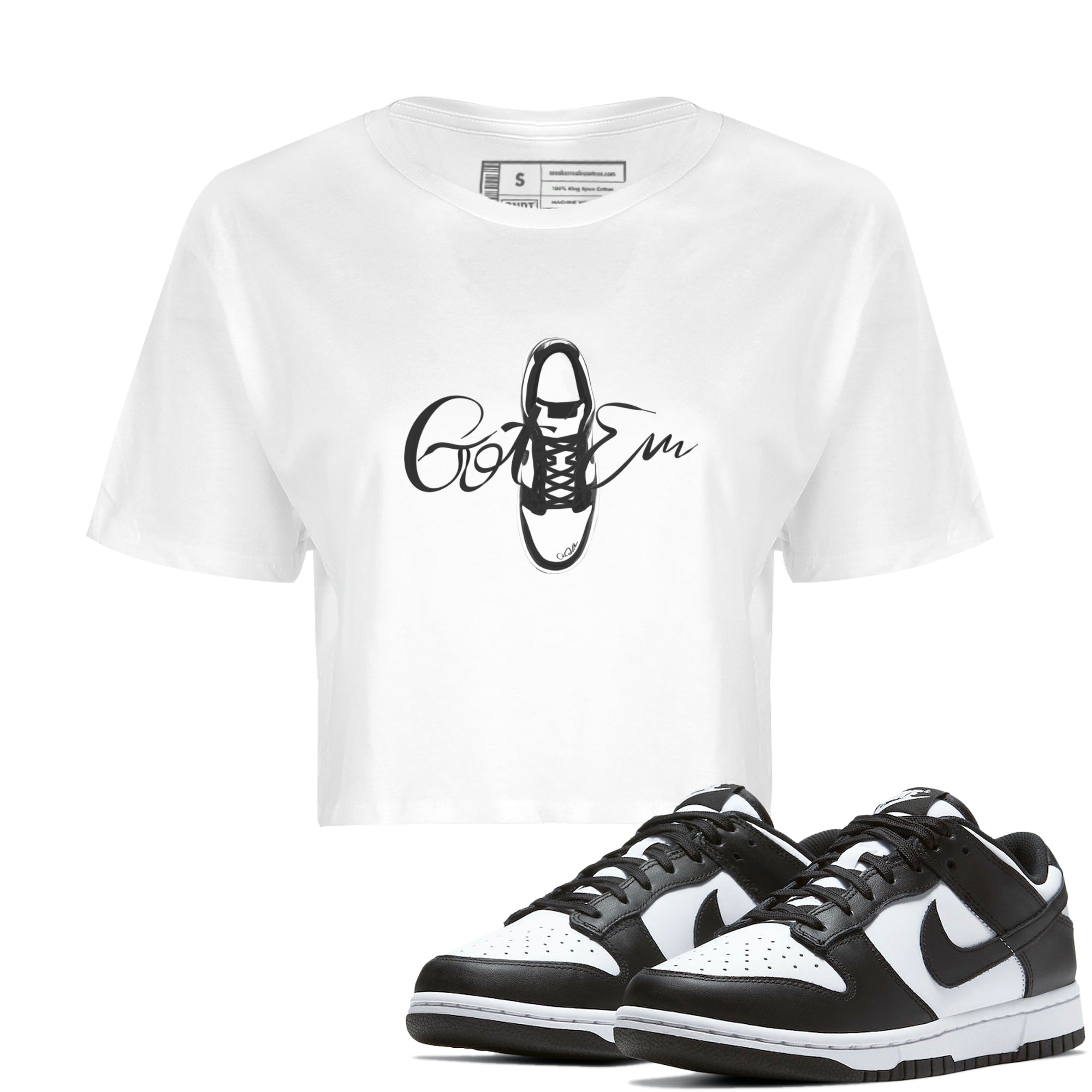 Dunk Panda Sneaker Match Tees Caligraphy Shoe Lace Streetwear Sneaker Shirt Dunk Low White Black Drip Gear Zone Sneaker Matching Clothing Women's Shirts White 1