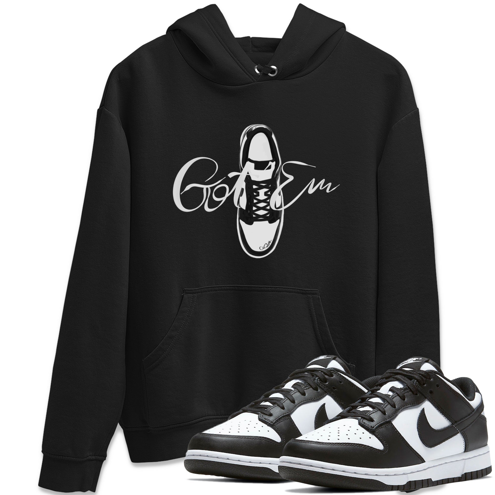 Dunk Panda Sneaker Match Tees Caligraphy Shoe Lace Streetwear Sneaker Shirt Dunk Low White Black Drip Gear Zone Sneaker Matching Clothing Unisex Shirts Black 1