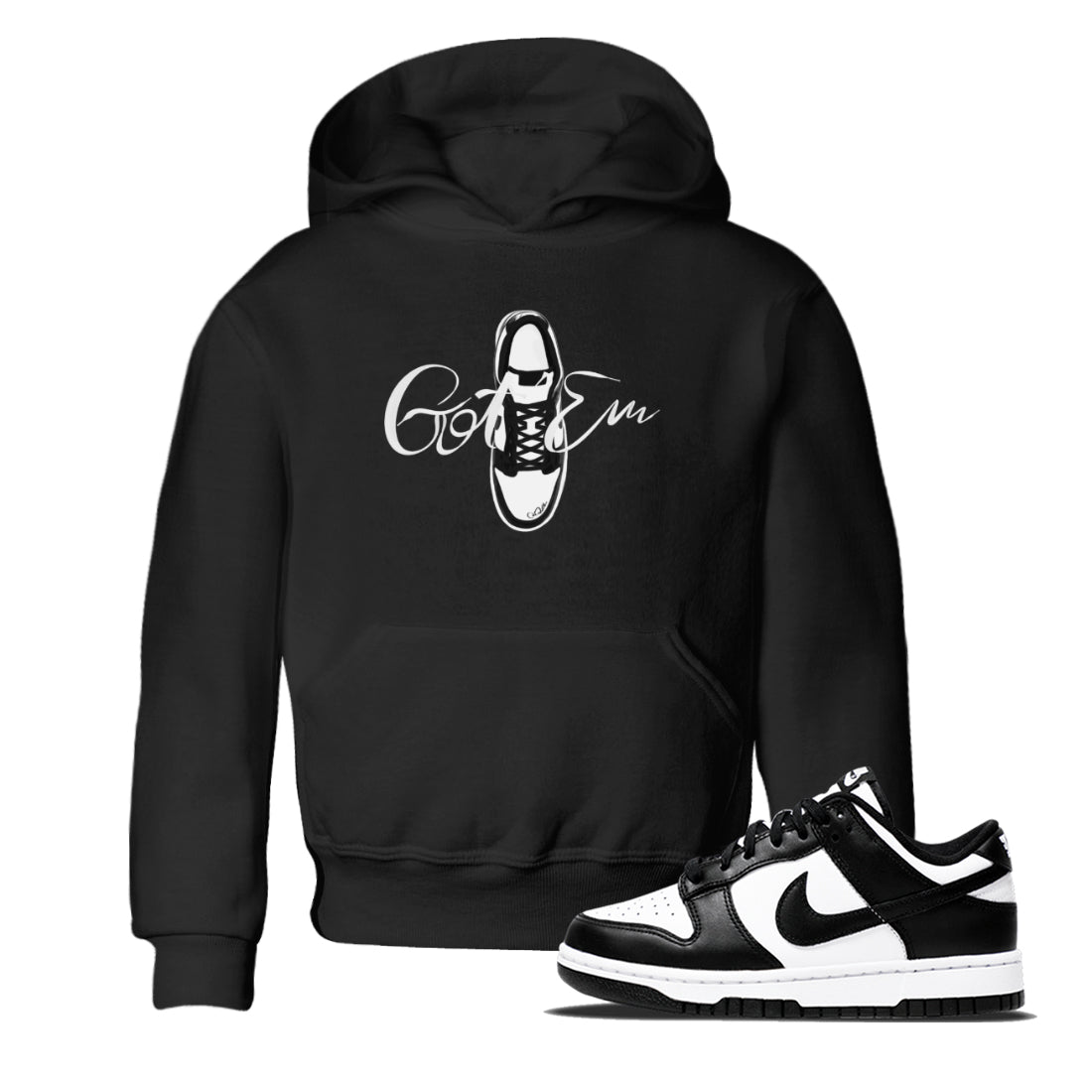 Dunk Panda Sneaker Match Tees Caligraphy Shoe Lace Streetwear Sneaker Shirt Dunk Low White Black Drip Gear Zone Sneaker Matching Clothing Kids Shirts Black 1