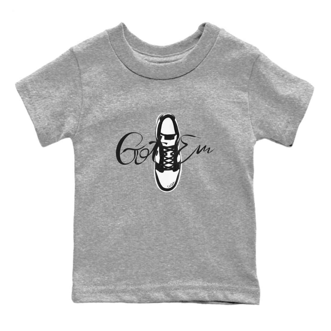 Dunk Panda Sneaker Match Tees Caligraphy Shoe Lace Streetwear Sneaker Shirt Dunk Low White Black Drip Gear Zone Sneaker Matching Clothing Kids Shirts Heather Grey 2