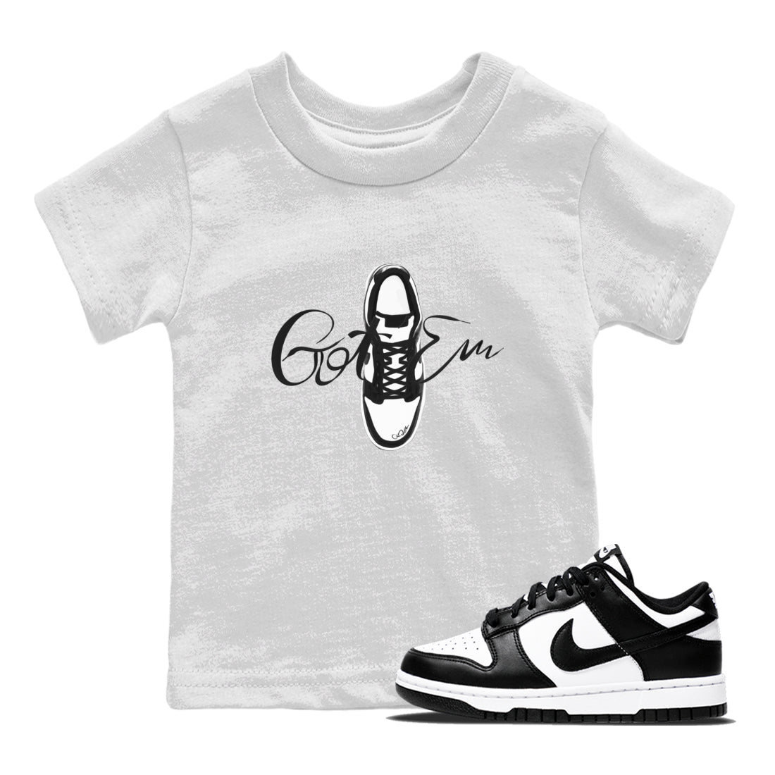 Dunk Panda Sneaker Match Tees Caligraphy Shoe Lace Streetwear Sneaker Shirt Dunk Low White Black Drip Gear Zone Sneaker Matching Clothing Kids Shirts White 1