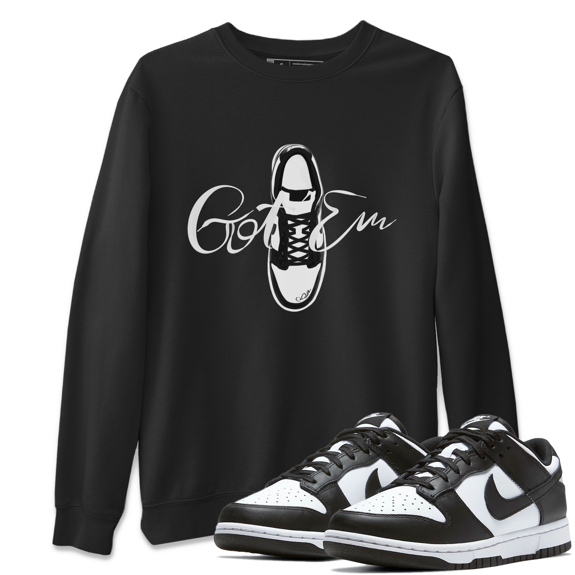 Dunk Panda Sneaker Match Tees Caligraphy Shoe Lace Streetwear Sneaker Shirt Dunk Low White Black Drip Gear Zone Sneaker Matching Clothing Unisex Shirts Black 1