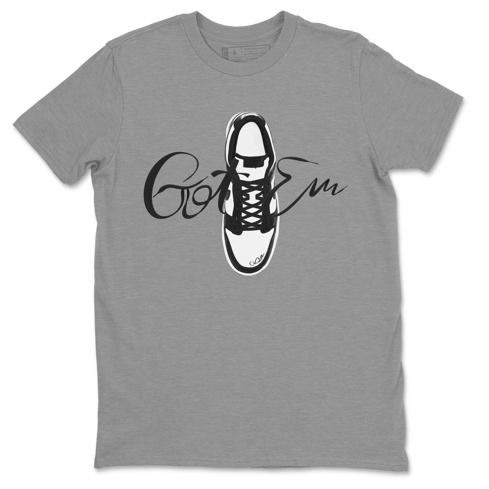 Dunk Panda Sneaker Match Tees Caligraphy Shoe Lace Streetwear Sneaker Shirt Dunk Low White Black Drip Gear Zone Sneaker Matching Clothing Unisex Shirts Heather Grey 2