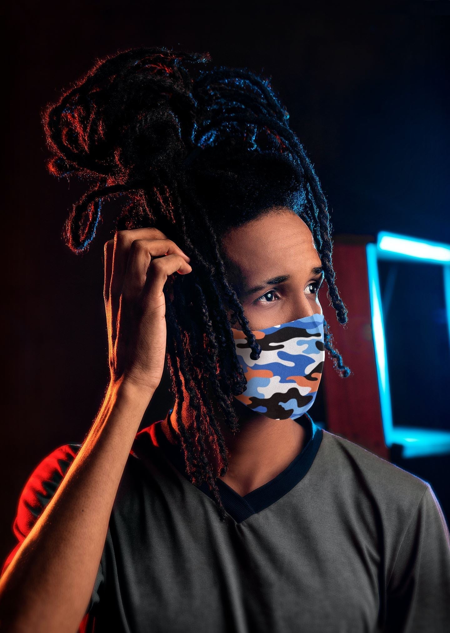 Adidas Yeezy Boost 700 Bright Blue Sneaker Matching Unisex Premium Face Mask Camo Sneaker Matching Masks design Mask 3