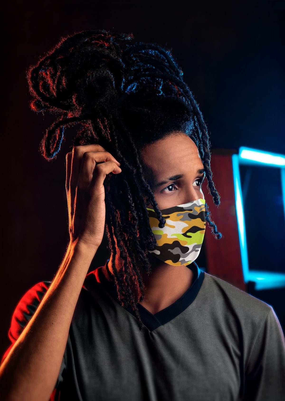 Air Jordan 1 Volt Gold Sneaker Matching Unisex Face Mask Camo design Mask 3