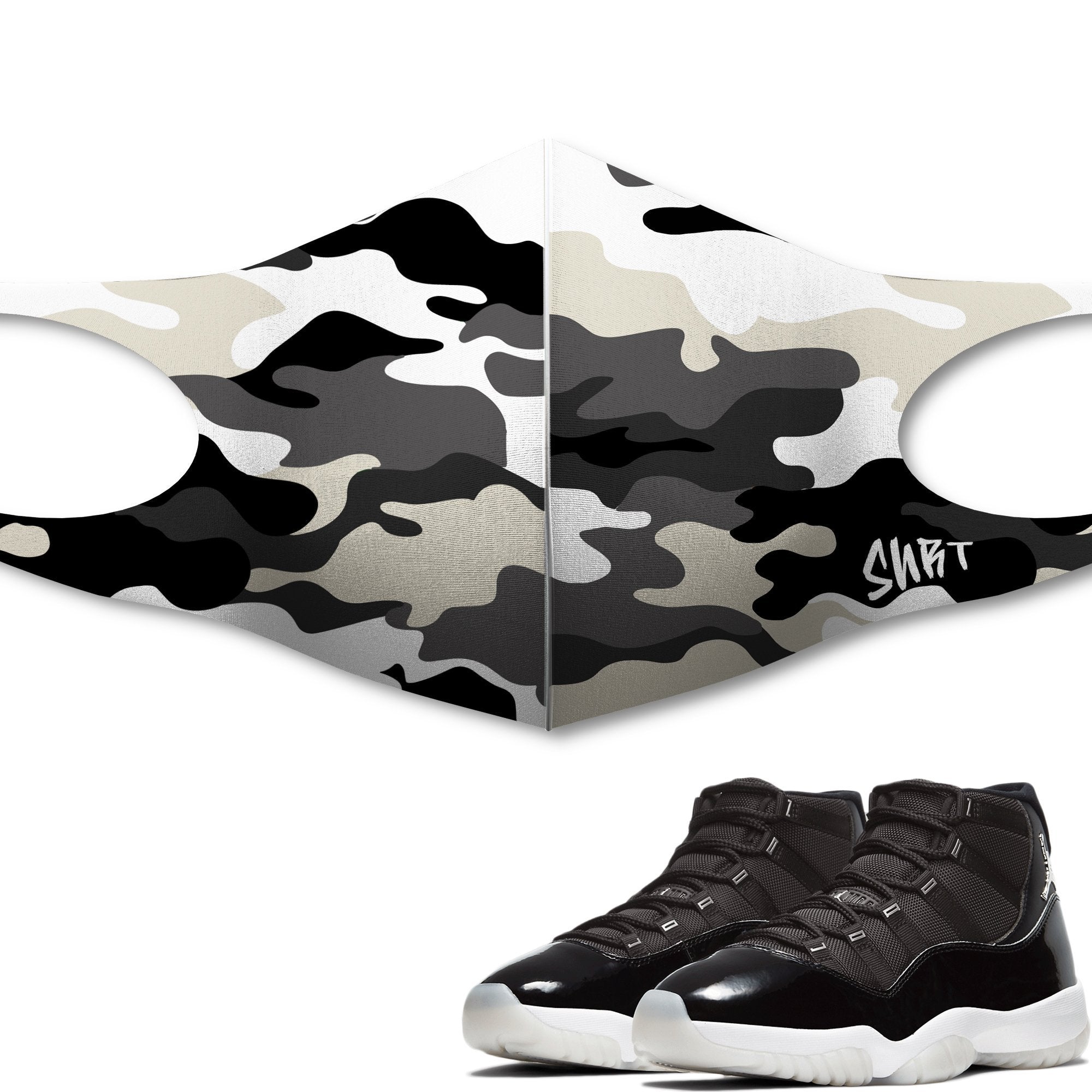 Air Jordan 11 Jubilee Sneaker Matching Unisex Face Mask Camo design Mask