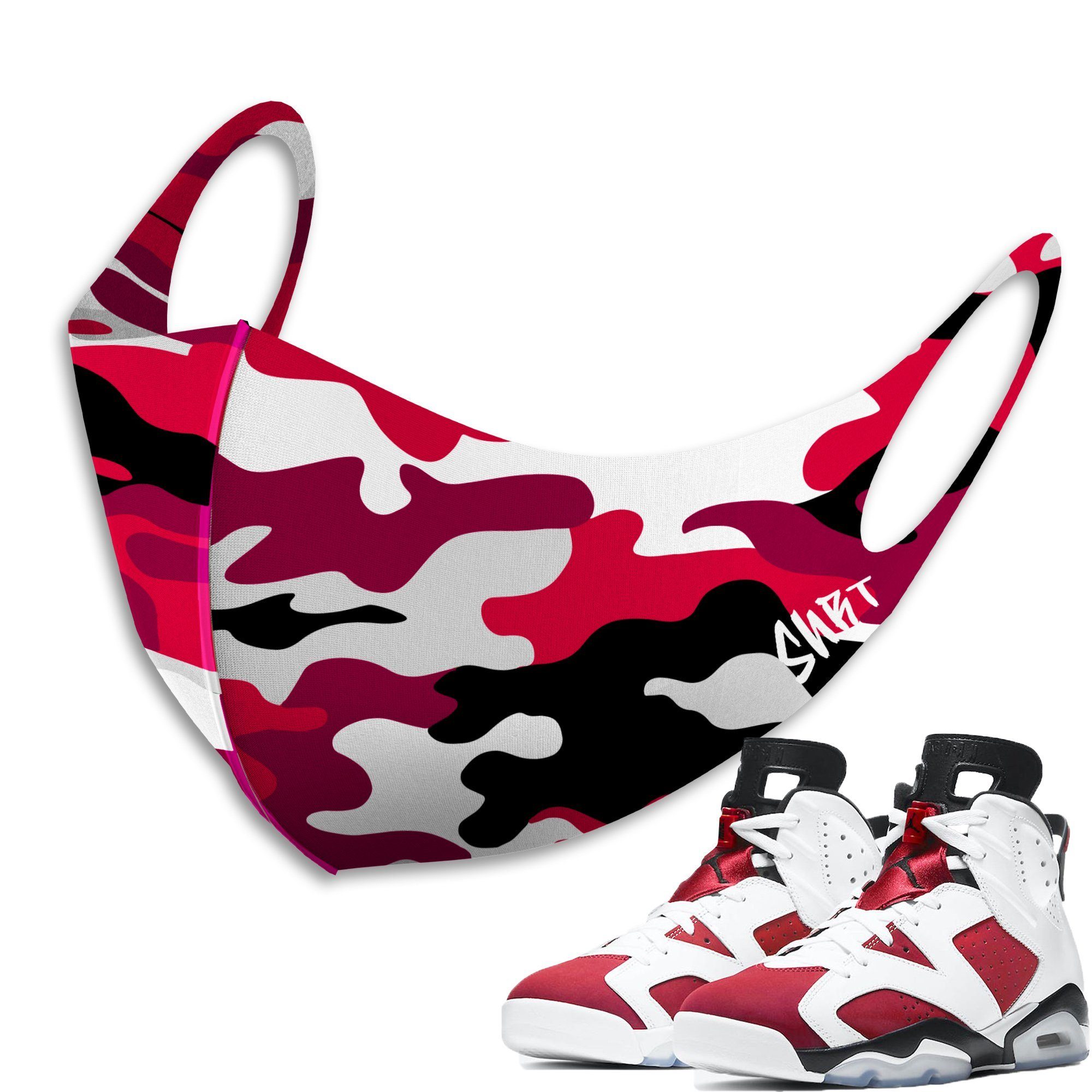 Air Jordan 6 Carmine Sneaker Matching Unisex Face Mask Camo design Mask 2