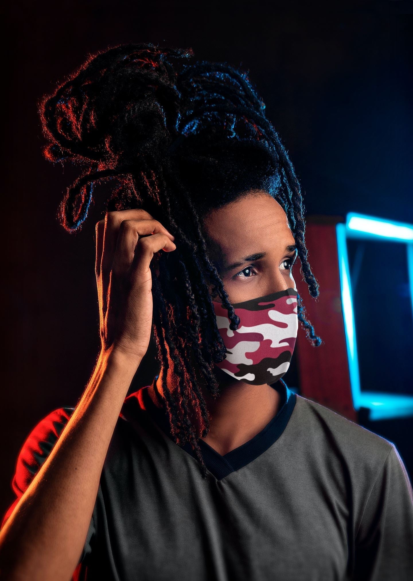 Air Jordan 6 Carmine Sneaker Matching Unisex Face Mask Camo design Mask 3