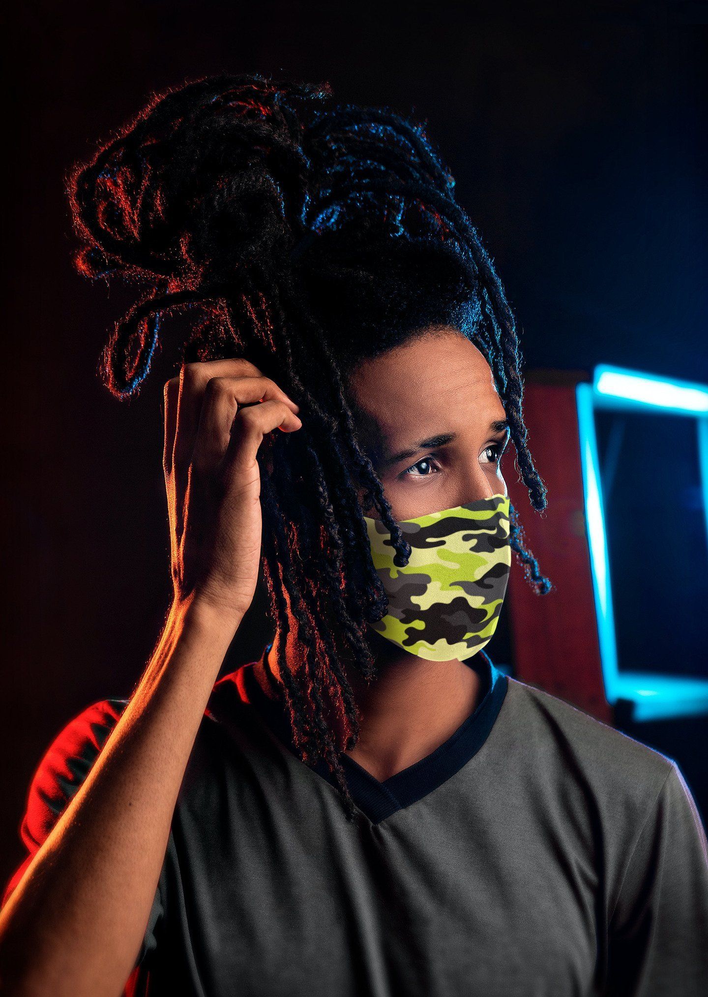 Air Jordan 6 Retro Electric Green Sneaker Matching Mask Outfits AJ6 Electric Green Sneaker Matching Accessories Collection Drip Gear Zone Sneaker Matching Clothing Unisex High Quality Face Mask Camo design Mask 3