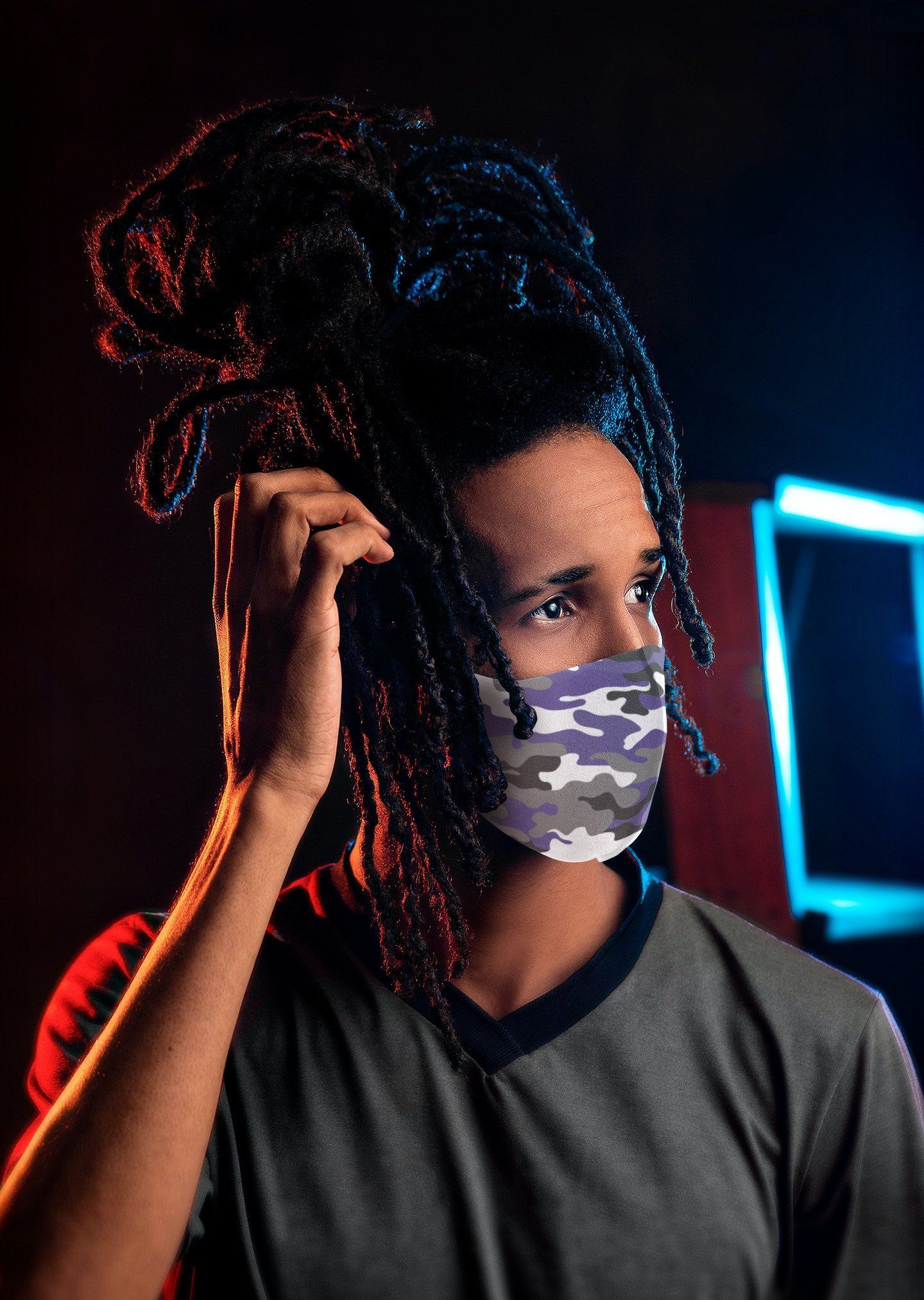 Air Jordan 7 Retro Flint Sneaker Matching Mask Outfits AJ7 Flint Sneaker Matching Accessories Collection Drip Gear Zone Sneaker Matching Clothing Unisex High Quality Face Mask Camo Pattern design Mask 3