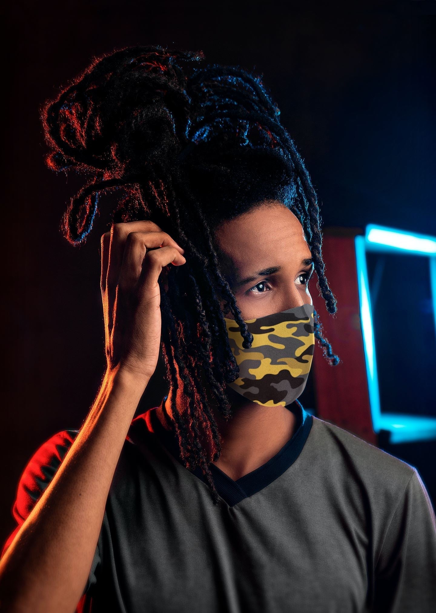 Air Jordan 9 University Gold Sneaker Matching Unisex Face Mask Camo design Mask 3