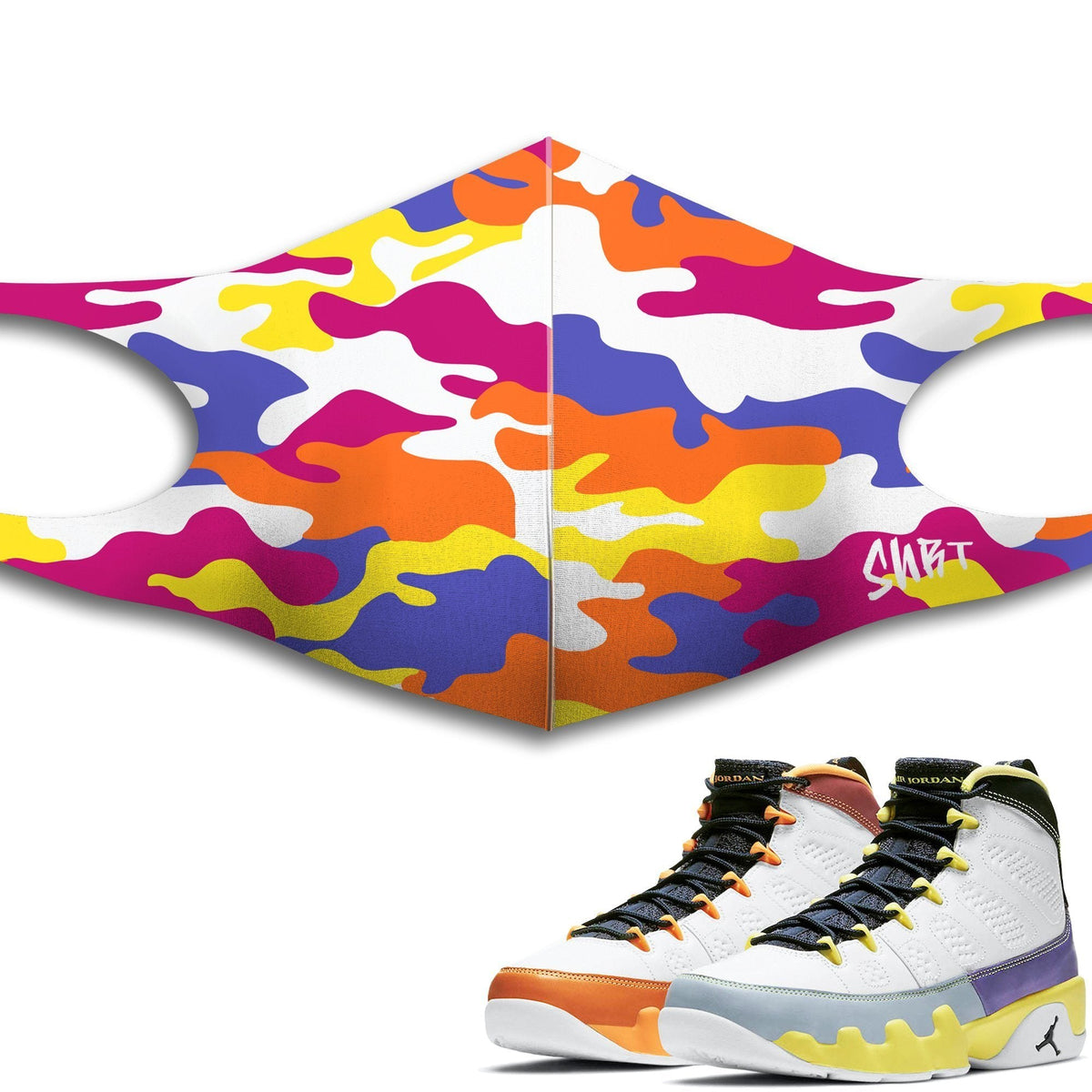 Air Jordan 9 Change The world Sneaker Matching Unisex Face Mask Camo design Mask