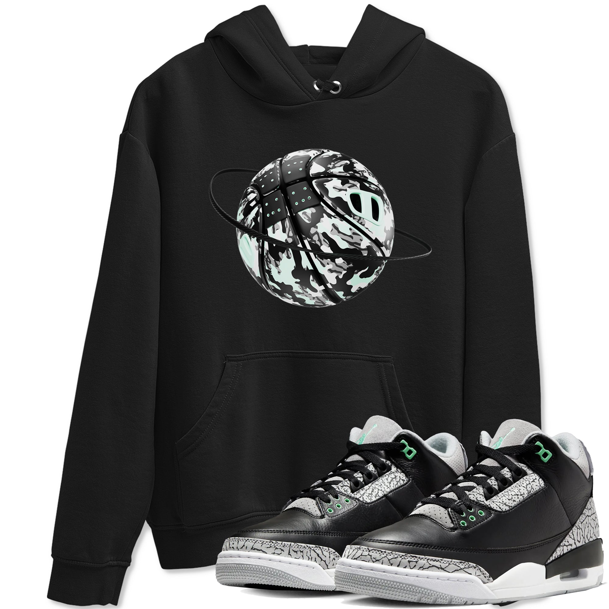 3s Green Glow shirt to match jordans Camo Baketball Planet sneaker tees Air Jordan 3 Green Glow Drip Gear Zone unisex cotton Black 1 crew neck shirt