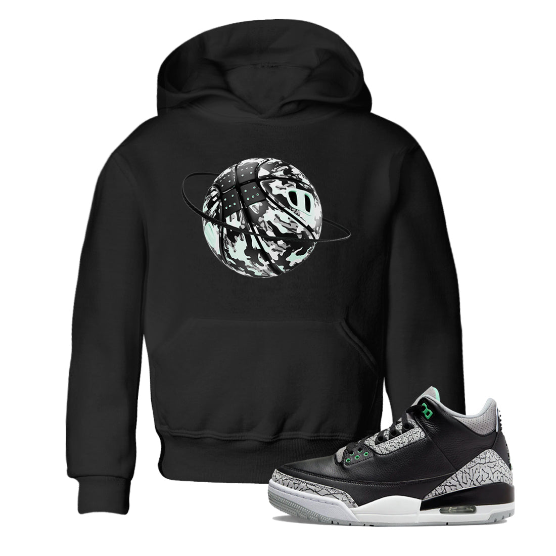 3s Green Glow shirt to match jordans Camo Baketball Planet sneaker tees Air Jordan 3 Green Glow Drip Gear Zone baby toddler Black 1 cotton Shirt