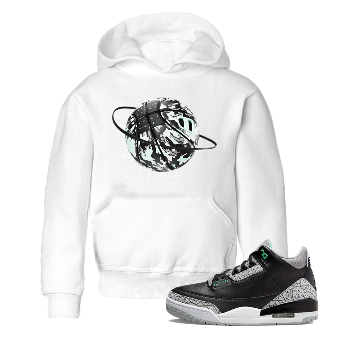 3s Green Glow shirt to match jordans Camo Baketball Planet sneaker tees Air Jordan 3 Green Glow Drip Gear Zone baby toddler White 1 cotton Shirt