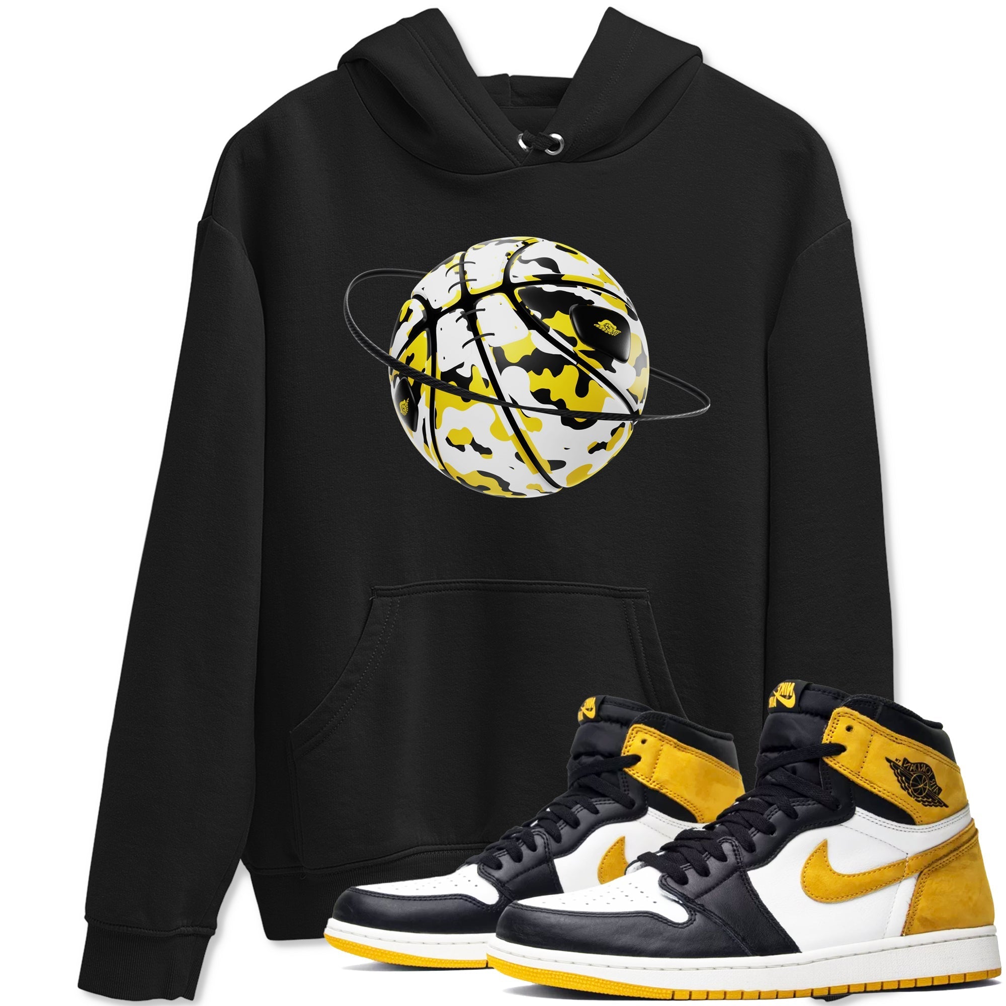1s Yellow Ochre shirt to match jordans Camo Basketball Planet sneaker tees streetwear brand Air Jordan 1 Yellow Ochre Drip Gear Zone Brand unisex cotton Black 1 crew neck shirt