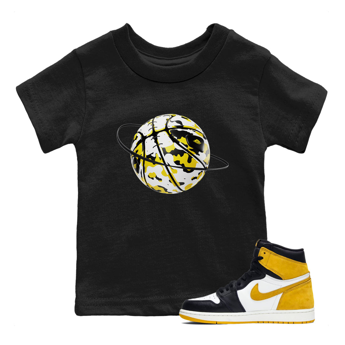 1s Yellow Ochre shirt to match jordans Camo Basketball Planet sneaker tees streetwear brand Air Jordan 1 Yellow Ochre Drip Gear Zone Brand baby toddler Black 1 cotton Shirt