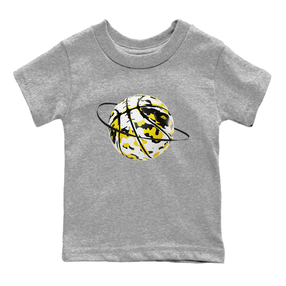 1s Yellow Ochre shirt to match jordans Camo Basketball Planet sneaker tees streetwear brand Air Jordan 1 Yellow Ochre Drip Gear Zone Brand baby toddler Heather Grey 2 cotton Shirt