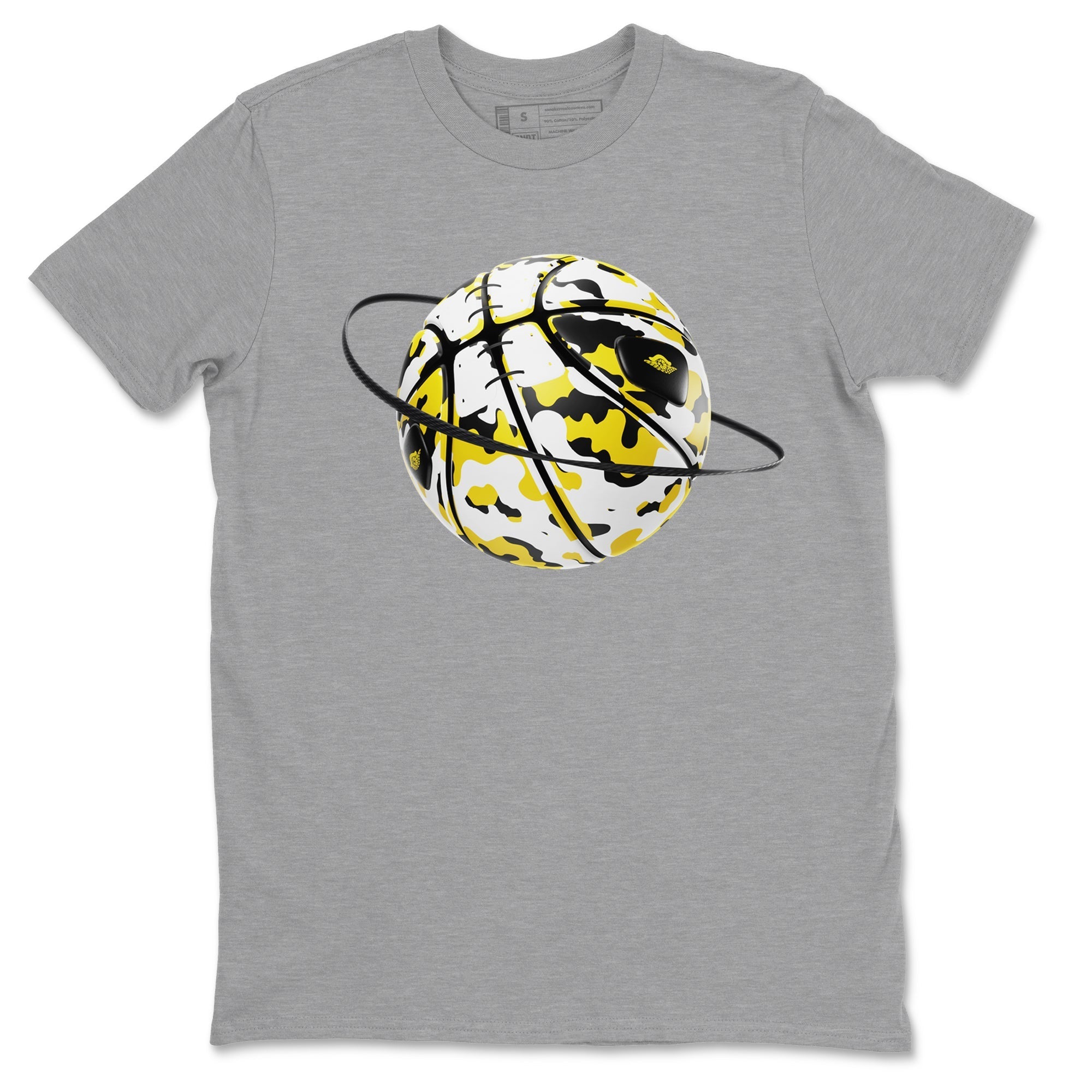 1s Yellow Ochre shirt to match jordans Camo Basketball Planet sneaker tees streetwear brand Air Jordan 1 Yellow Ochre Drip Gear Zone Brand unisex cotton Heather Grey 2 crew neck shirt