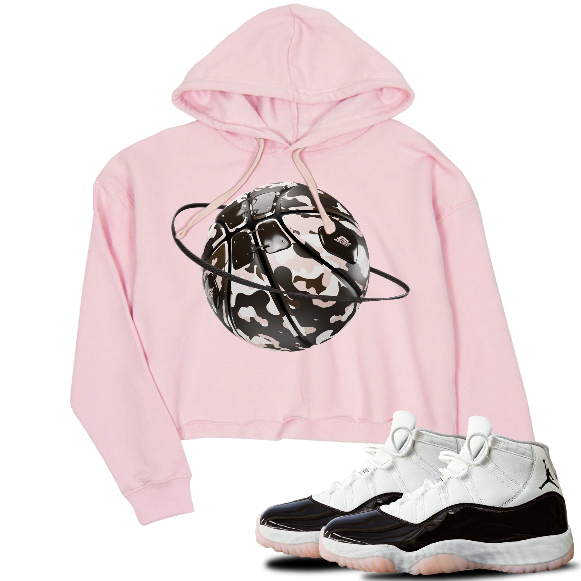 Air Jordan 11 Neapolitan shirt to match jordans Camo Basketball Planet sneaker matching t-shirts and clothing AJ11 Neapolitan Drip Gear Zone Pink 1 Crop T-Shirt