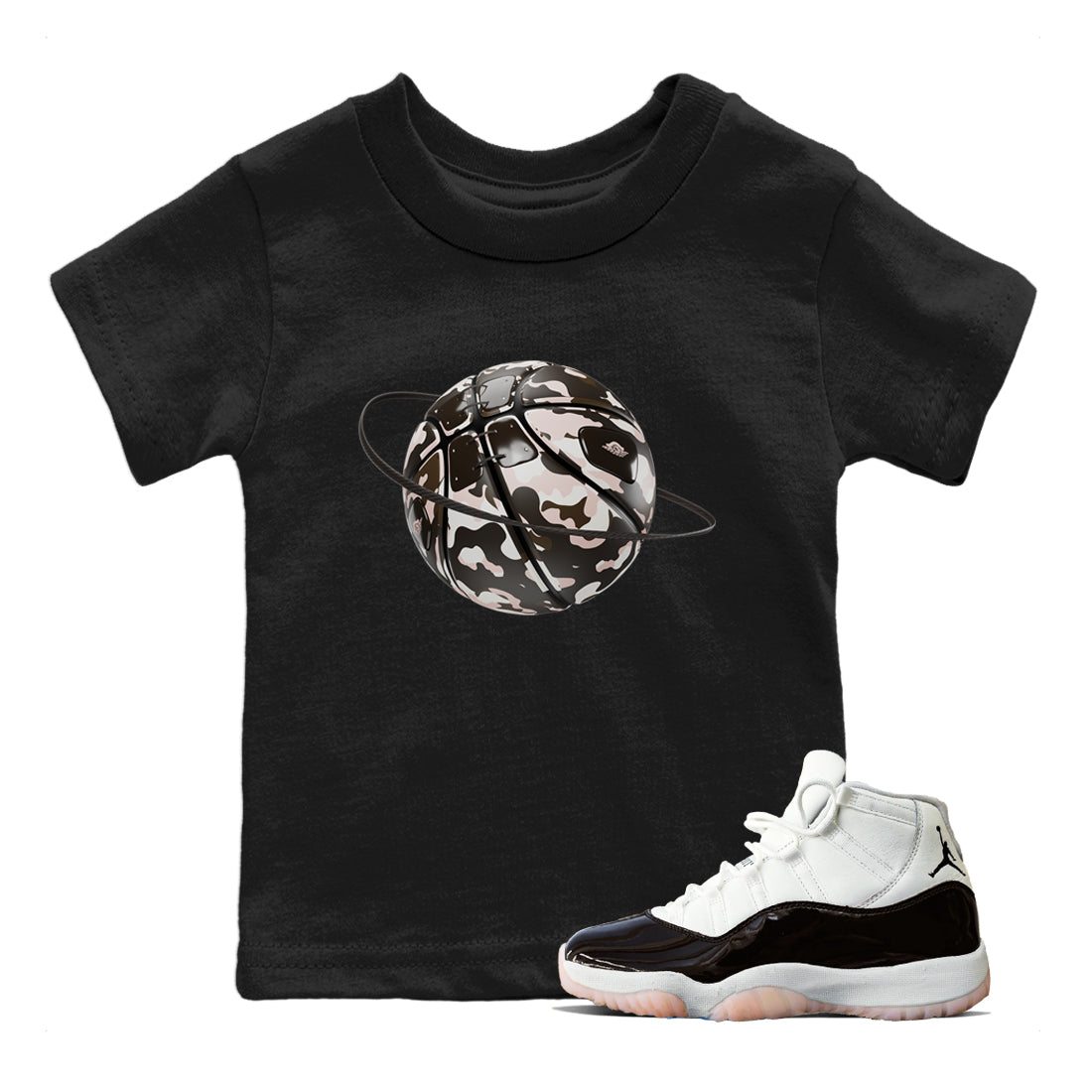 Air Jordan 11 Neapolitan shirt to match jordans Camo Basketball Planet sneaker matching t-shirts and clothing AJ11 Neapolitan Drip Gear Zone Youth Kids Toddler Black 1 T-Shirt